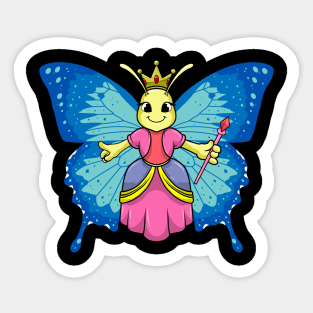 Butterfly as Queen with Crown and Magic wand Sticker